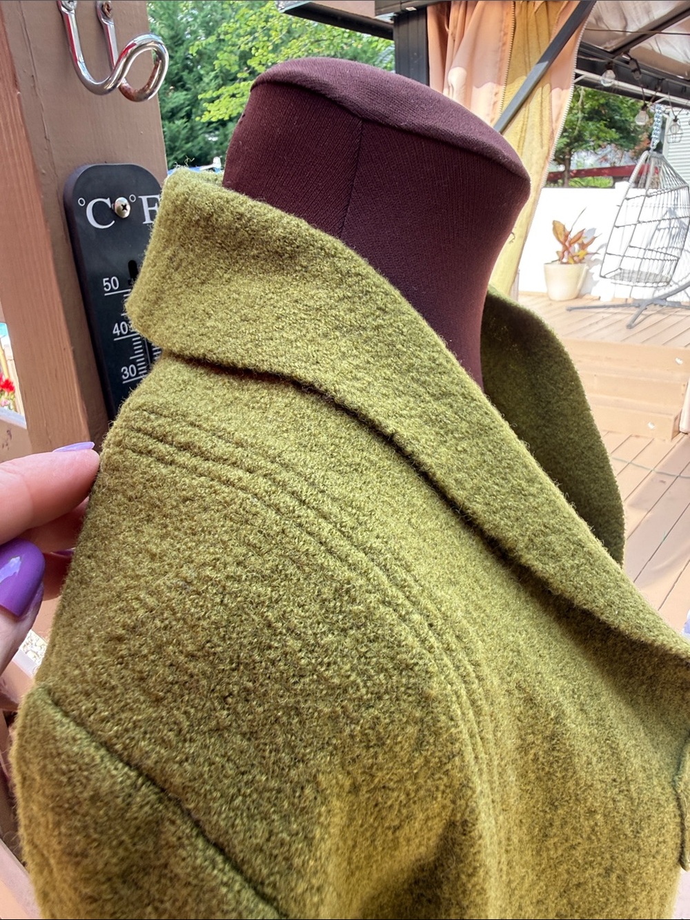 Eva Tralala Paris chartreuse 100% boiled wool toggle French style jacket Size S - Picture 11 of 14